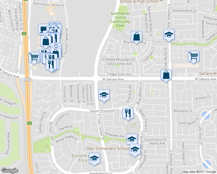 map of restaurants, bars, coffee shops, grocery stores, and more near 2041 Shinning Feather in Las Vegas