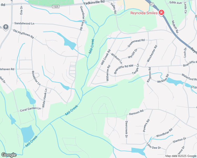 map of restaurants, bars, coffee shops, grocery stores, and more near 4320 Mill Creek Road in Winston-Salem