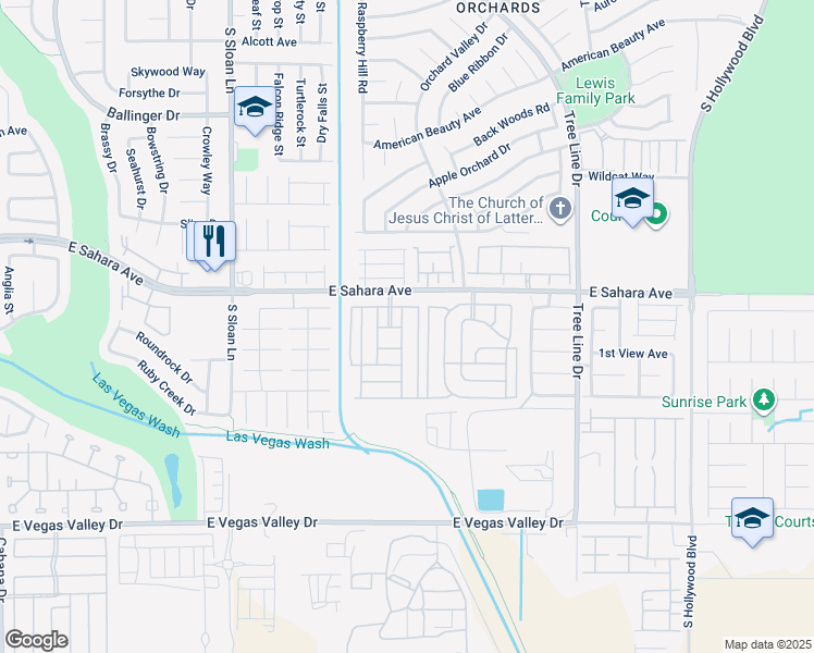 map of restaurants, bars, coffee shops, grocery stores, and more near in Sunrise Manor