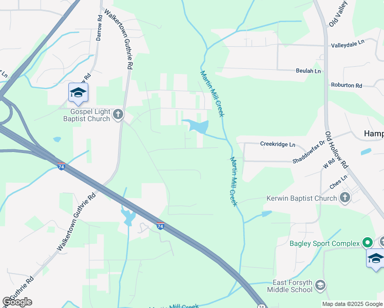 map of restaurants, bars, coffee shops, grocery stores, and more near 4660 Gallant Lane in Winston-Salem