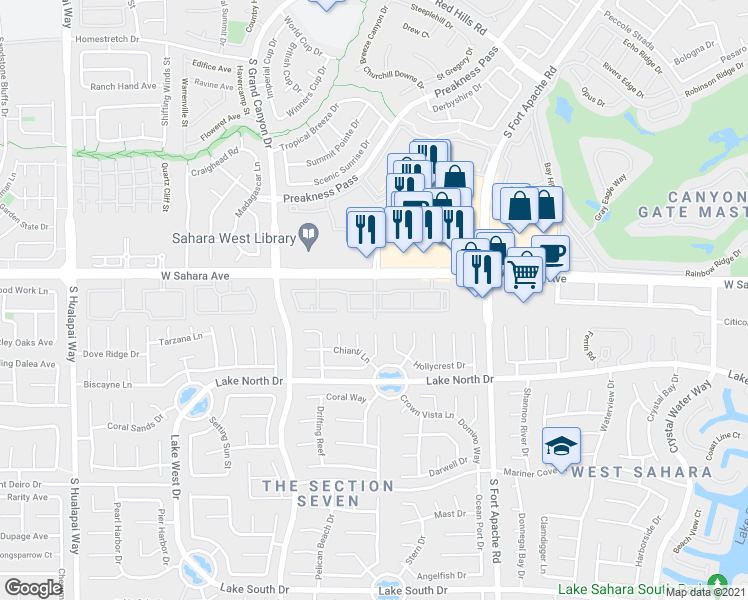 map of restaurants, bars, coffee shops, grocery stores, and more near in Las Vegas