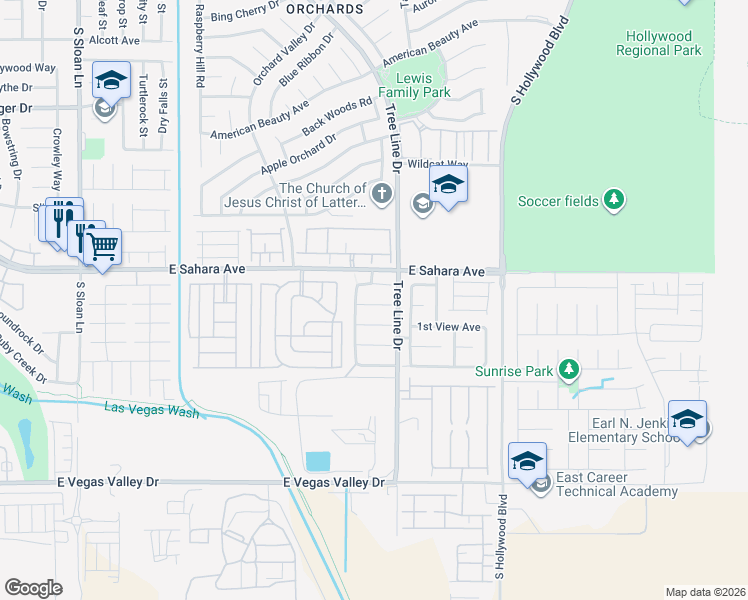 map of restaurants, bars, coffee shops, grocery stores, and more near 6348 Kenny Heights Court in Las Vegas