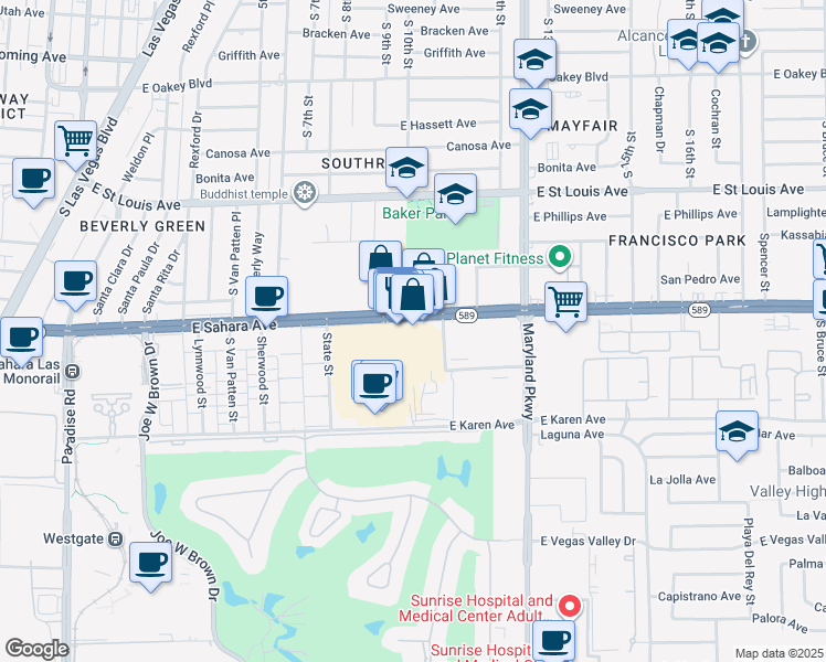 map of restaurants, bars, coffee shops, grocery stores, and more near 975 Commercial Center Drive in Las Vegas