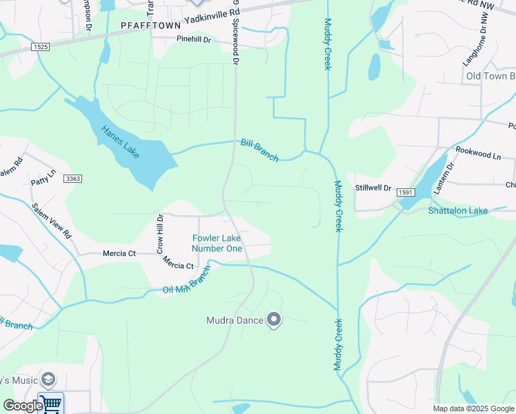 map of restaurants, bars, coffee shops, grocery stores, and more near 4298 Falcon Road in Winston-Salem