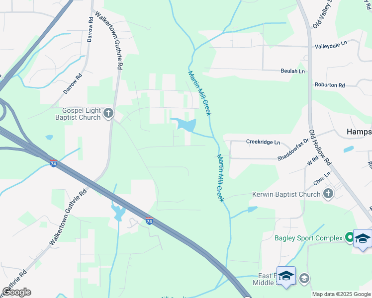 map of restaurants, bars, coffee shops, grocery stores, and more near 4660 Gallant Lane in Winston-Salem