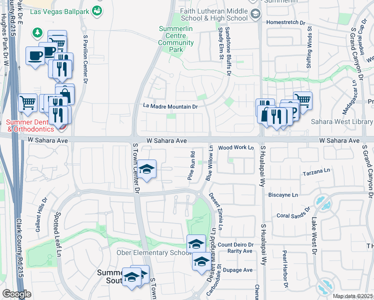 map of restaurants, bars, coffee shops, grocery stores, and more near 10523 Clarion River Drive in Las Vegas