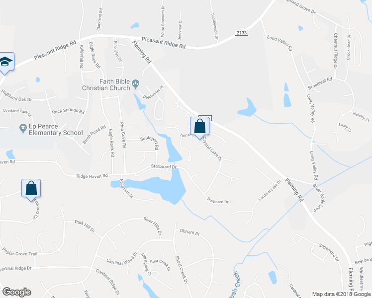 map of restaurants, bars, coffee shops, grocery stores, and more near 4465 Cove Cay Lane in Greensboro