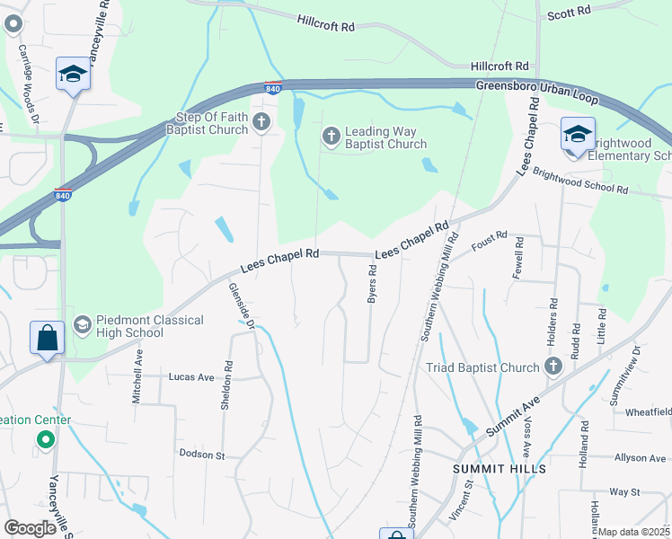 map of restaurants, bars, coffee shops, grocery stores, and more near 4815 Chapel Ridge Drive in Greensboro