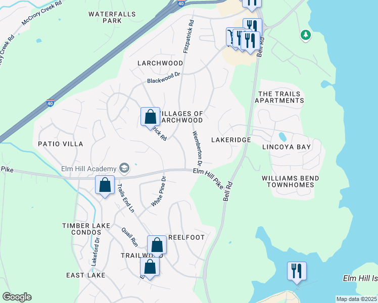 map of restaurants, bars, coffee shops, grocery stores, and more near 932 Wemberton Drive in Nashville
