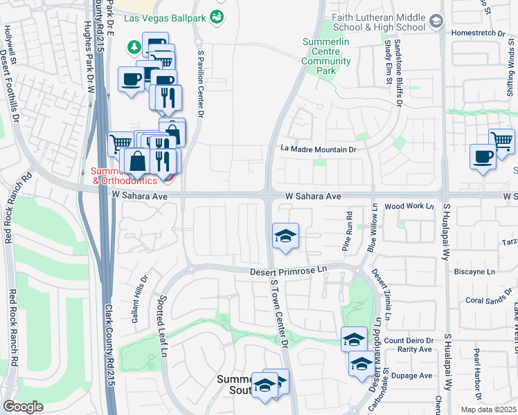 map of restaurants, bars, coffee shops, grocery stores, and more near 10719 Tottenham Avenue in Las Vegas