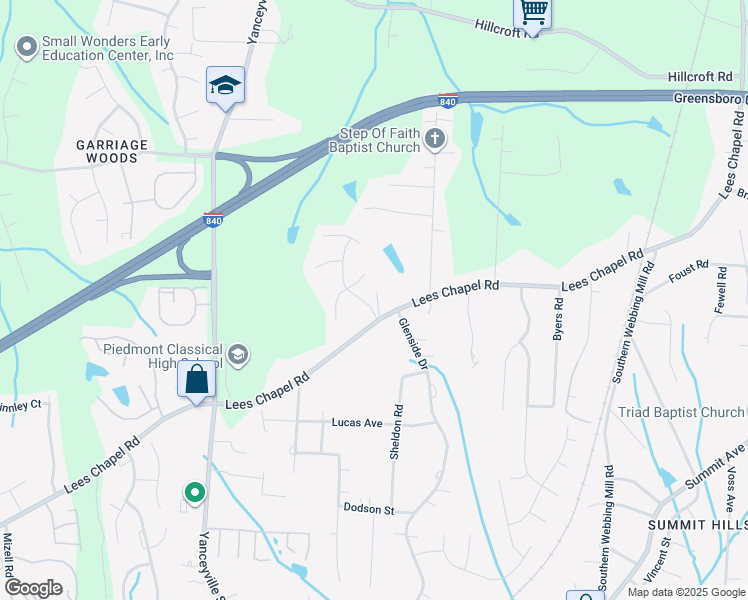 map of restaurants, bars, coffee shops, grocery stores, and more near 2302 Sidney Porter Drive in Greensboro