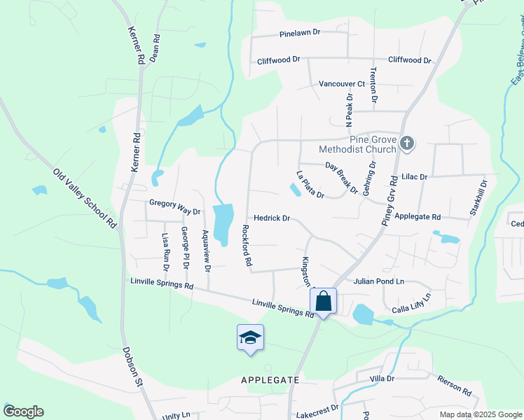 map of restaurants, bars, coffee shops, grocery stores, and more near 250 Hedrick Drive in Kernersville