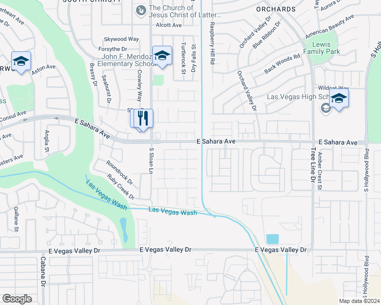 map of restaurants, bars, coffee shops, grocery stores, and more near 5947 Sleepy Fawn Drive in Las Vegas