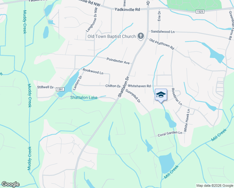 map of restaurants, bars, coffee shops, grocery stores, and more near 4280 Shattalon Drive in Winston-Salem