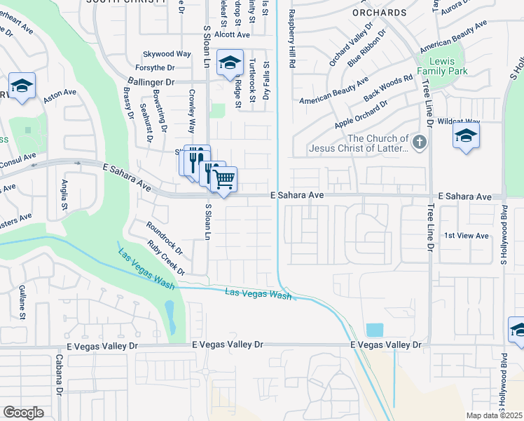 map of restaurants, bars, coffee shops, grocery stores, and more near 5947 Sleepy Fawn Drive in Las Vegas