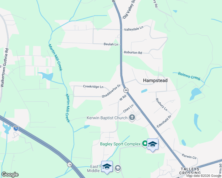 map of restaurants, bars, coffee shops, grocery stores, and more near 5288 Shaddowfax Drive in Kernersville