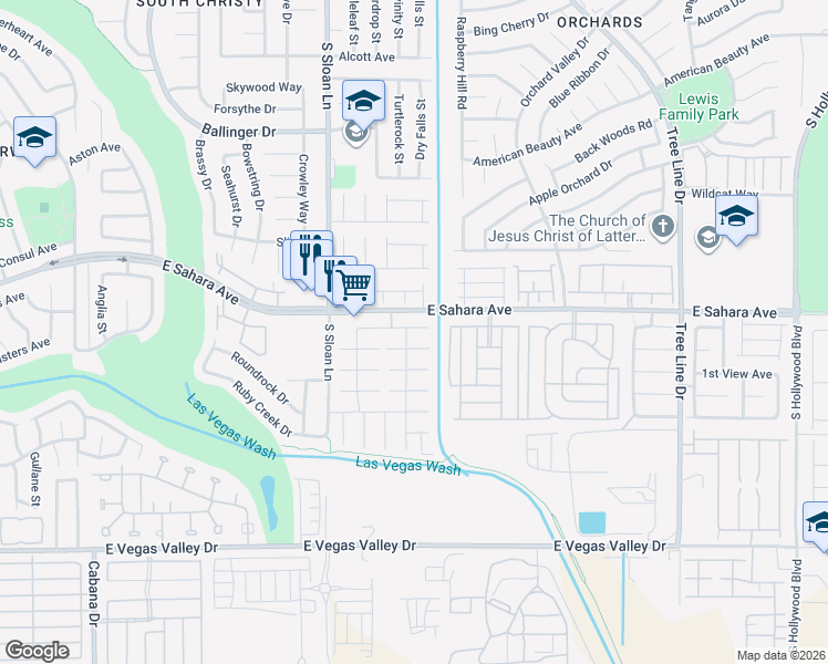 map of restaurants, bars, coffee shops, grocery stores, and more near 5947 Sleepy Fawn Drive in Las Vegas