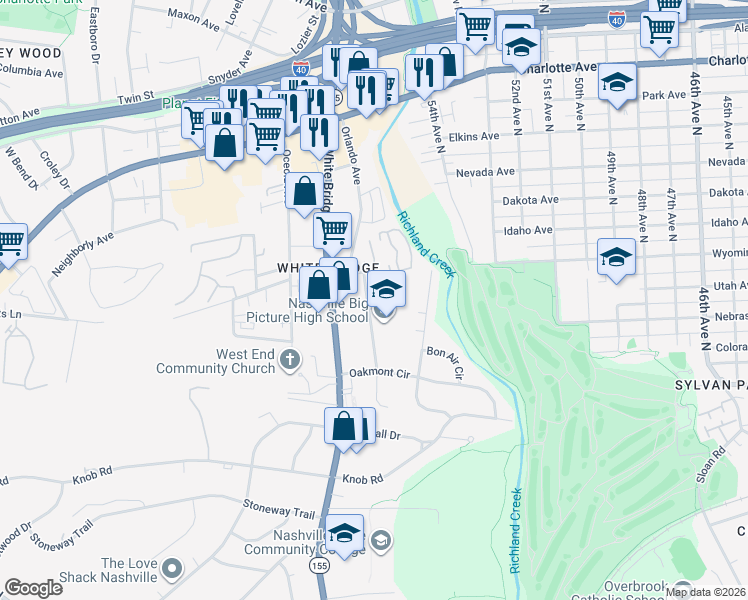map of restaurants, bars, coffee shops, grocery stores, and more near 174 Rural Avenue in Nashville