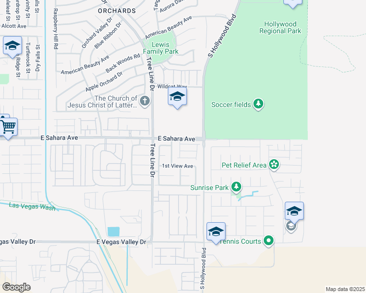 map of restaurants, bars, coffee shops, grocery stores, and more near 6521 East Marco Vista Avenue in Las Vegas