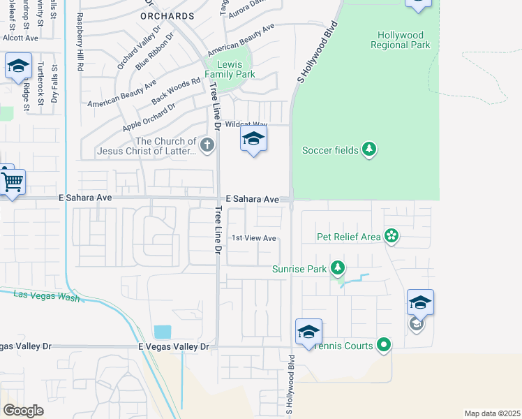map of restaurants, bars, coffee shops, grocery stores, and more near 6521 East Marco Vista Avenue in Las Vegas