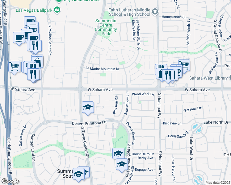 map of restaurants, bars, coffee shops, grocery stores, and more near 10506 Clarion River Dr in Las Vegas
