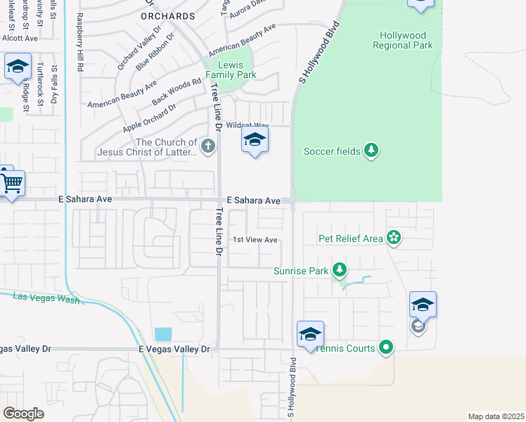 map of restaurants, bars, coffee shops, grocery stores, and more near 6521 East Marco Vista Avenue in Las Vegas
