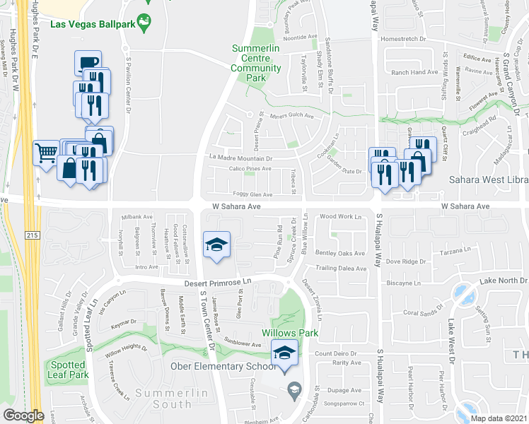 map of restaurants, bars, coffee shops, grocery stores, and more near 10542 Clarion River Drive in Las Vegas