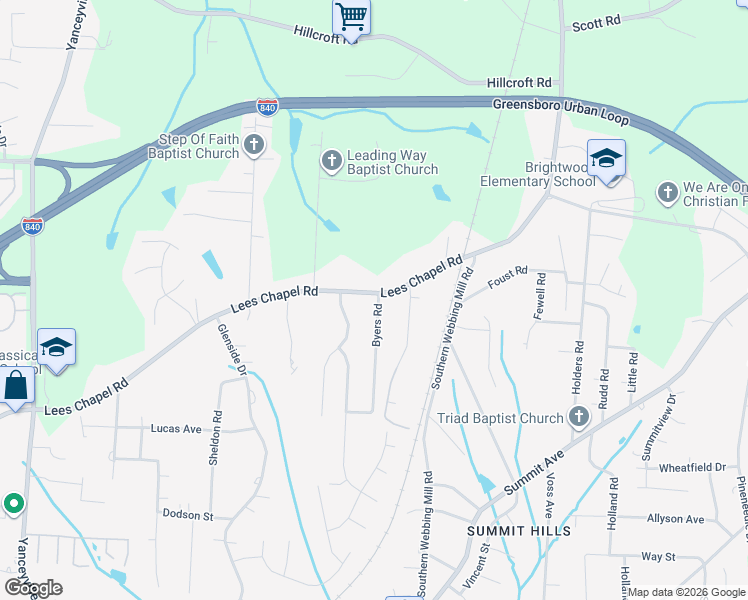 map of restaurants, bars, coffee shops, grocery stores, and more near in Greensboro