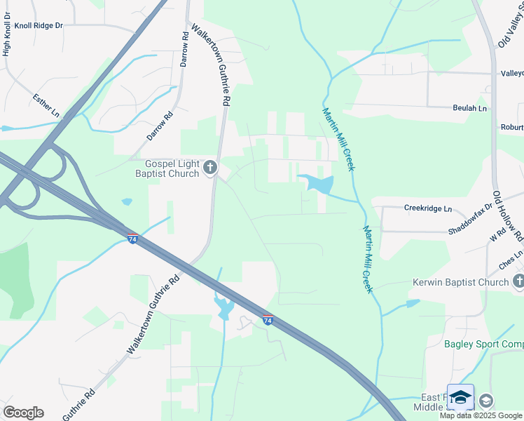map of restaurants, bars, coffee shops, grocery stores, and more near 4605 Gallant Lane in Winston-Salem