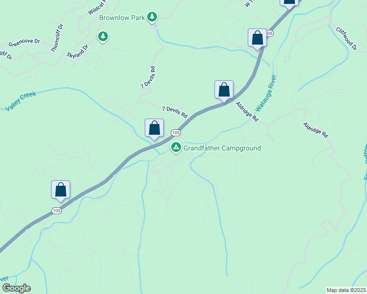 map of restaurants, bars, coffee shops, grocery stores, and more near 136 Riverside Drive in Banner Elk