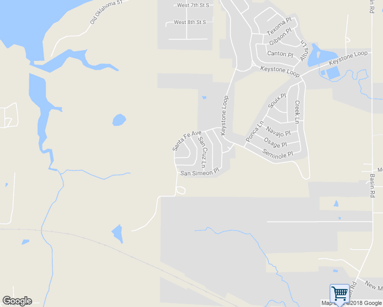 map of restaurants, bars, coffee shops, grocery stores, and more near 309 San Juan Lane in Mannford