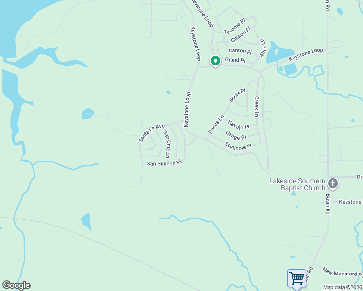 map of restaurants, bars, coffee shops, grocery stores, and more near 570 San Pedro Place in Mannford