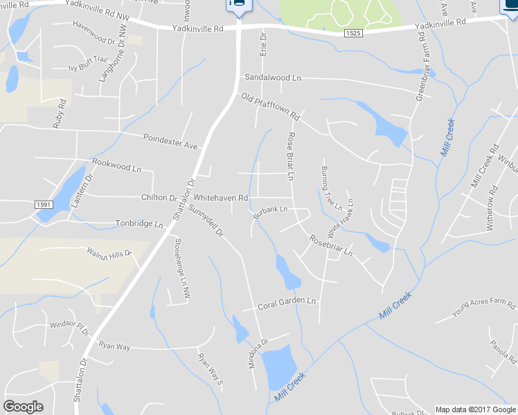 map of restaurants, bars, coffee shops, grocery stores, and more near 3737 Burbank Lane in Winston-Salem