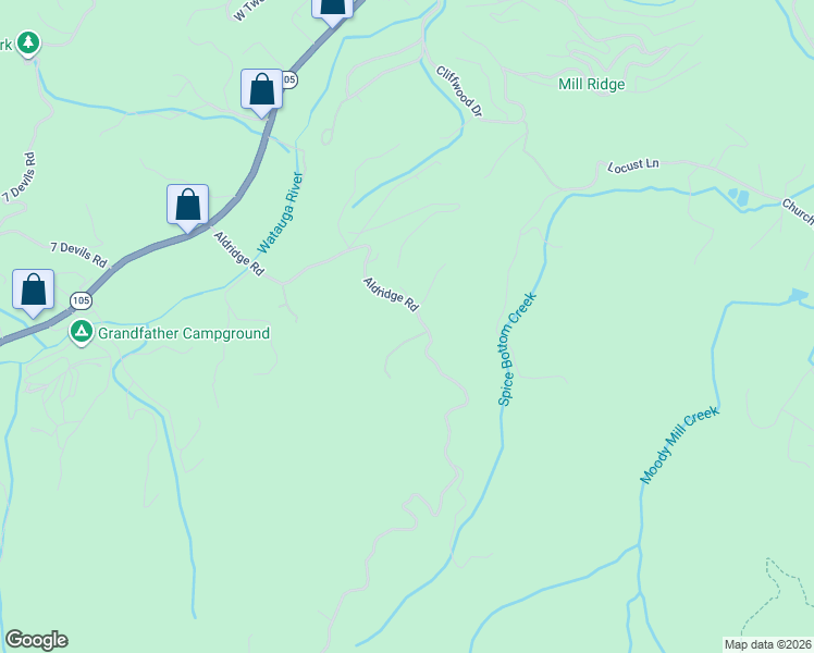 map of restaurants, bars, coffee shops, grocery stores, and more near 774 Aldridge Road in Banner Elk