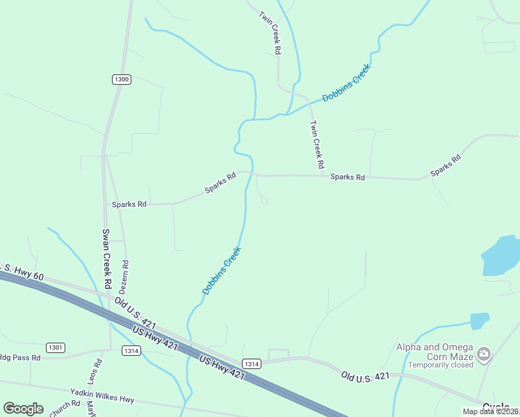 map of restaurants, bars, coffee shops, grocery stores, and more near 2018 Deer Hollow Drive in Hamptonville