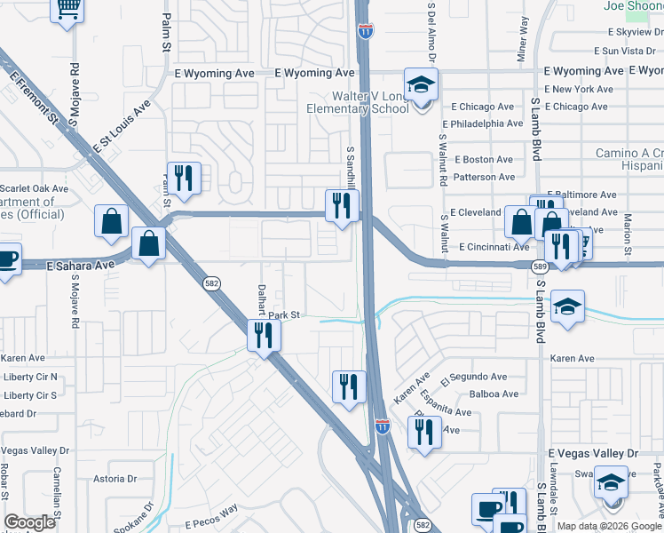 map of restaurants, bars, coffee shops, grocery stores, and more near 3759 Glen Avenue in Las Vegas