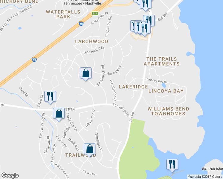 map of restaurants, bars, coffee shops, grocery stores, and more near 932 Wemberton Drive in Nashville