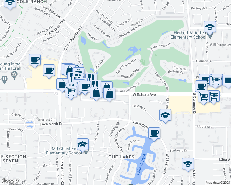 map of restaurants, bars, coffee shops, grocery stores, and more near 8900 W Sahara Ave in Las Vegas