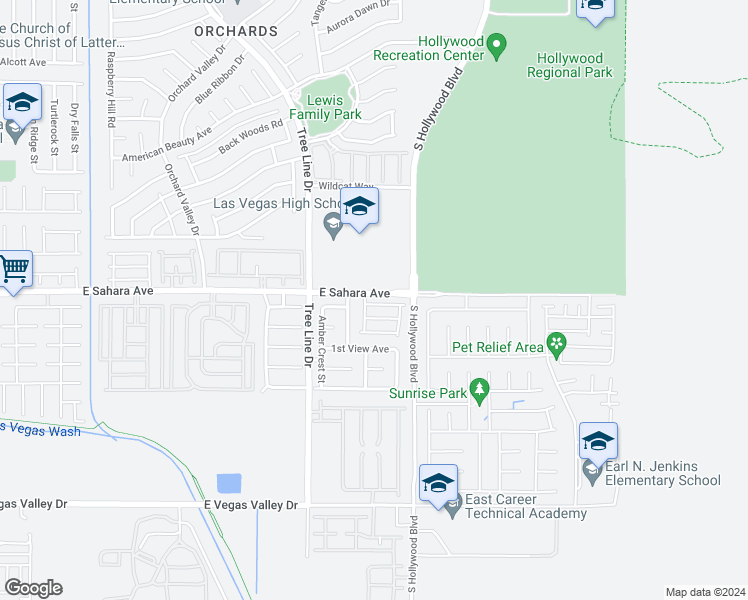 map of restaurants, bars, coffee shops, grocery stores, and more near 6528 East Marco Vista Avenue in Las Vegas