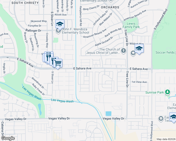 map of restaurants, bars, coffee shops, grocery stores, and more near in Sunrise Manor