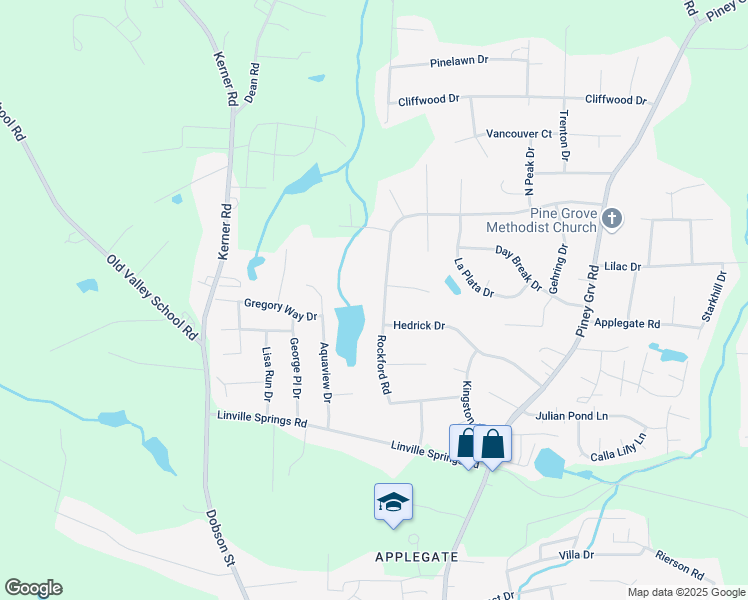 map of restaurants, bars, coffee shops, grocery stores, and more near 201 Rockford Road in Kernersville