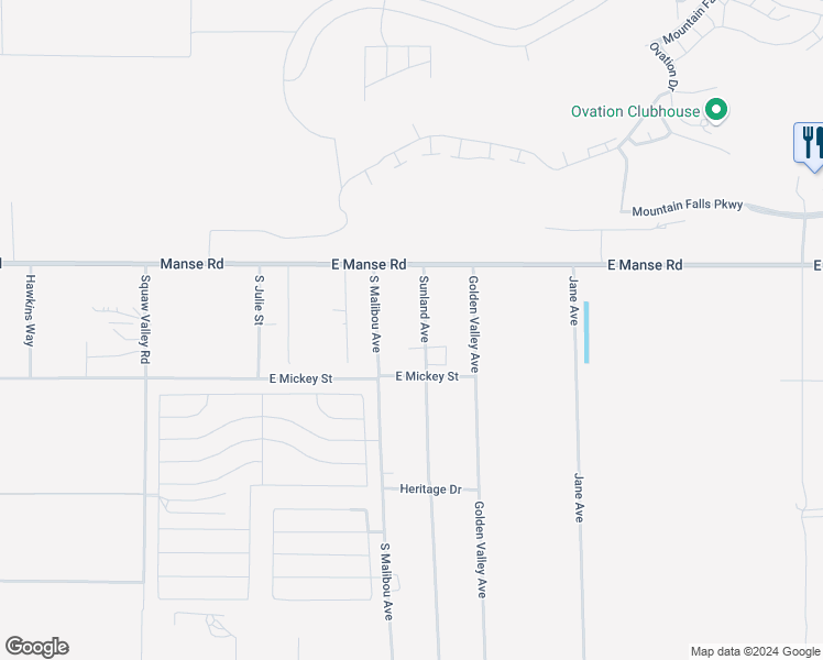 map of restaurants, bars, coffee shops, grocery stores, and more near 5160 Sunland Avenue in Pahrump
