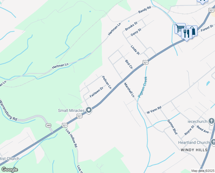 map of restaurants, bars, coffee shops, grocery stores, and more near 2005 Fairlawn Drive in Greeneville