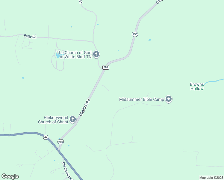 map of restaurants, bars, coffee shops, grocery stores, and more near 1084 Claylick Road in White Bluff