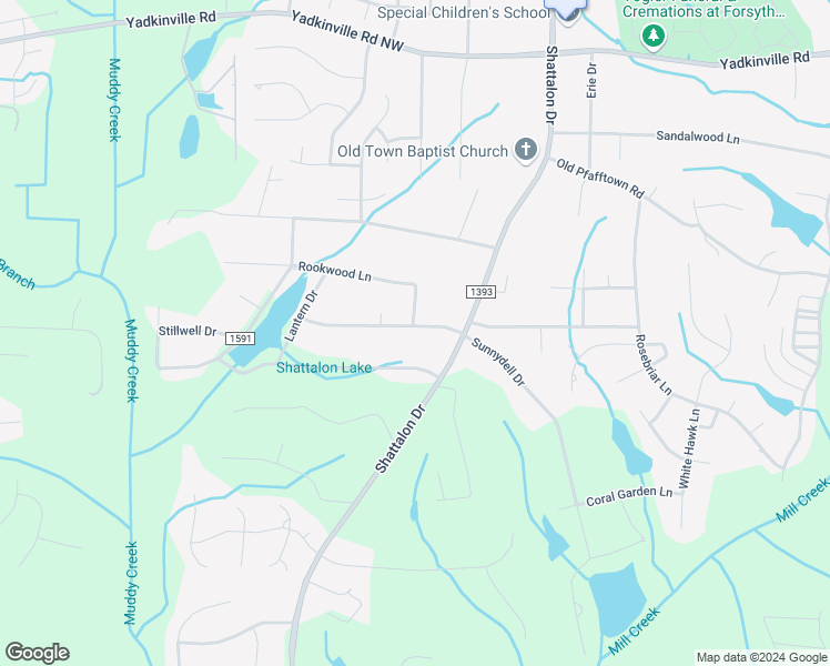 map of restaurants, bars, coffee shops, grocery stores, and more near 3936 Chilton Drive in Winston-Salem