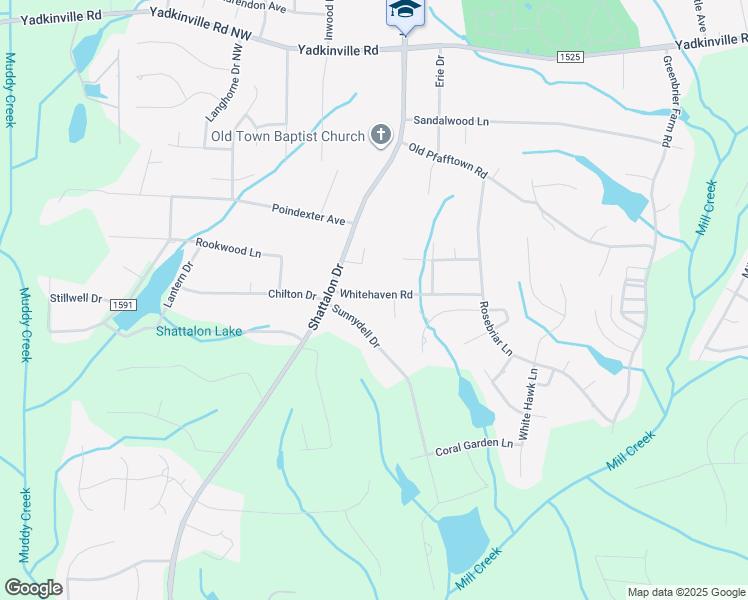 map of restaurants, bars, coffee shops, grocery stores, and more near 4281 Sunnydell Drive in Winston-Salem