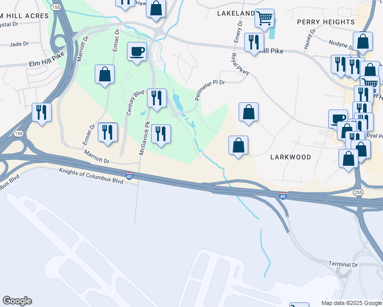 map of restaurants, bars, coffee shops, grocery stores, and more near 83 Century Boulevard in Nashville
