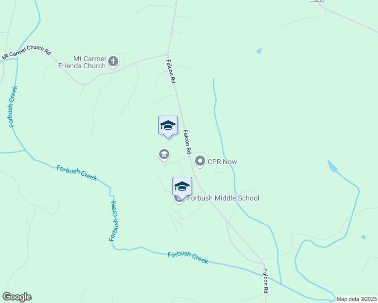 map of restaurants, bars, coffee shops, grocery stores, and more near Falcon Road in East Bend