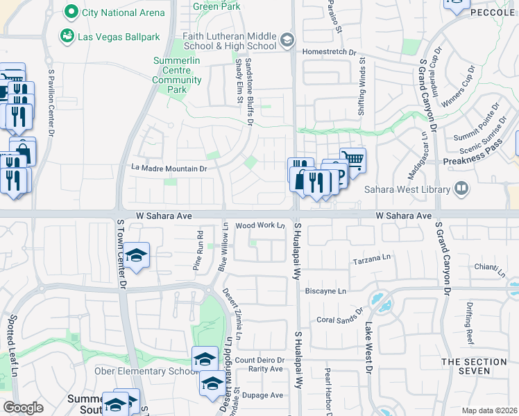 map of restaurants, bars, coffee shops, grocery stores, and more near 10305 Bayhead Beach Avenue in Las Vegas