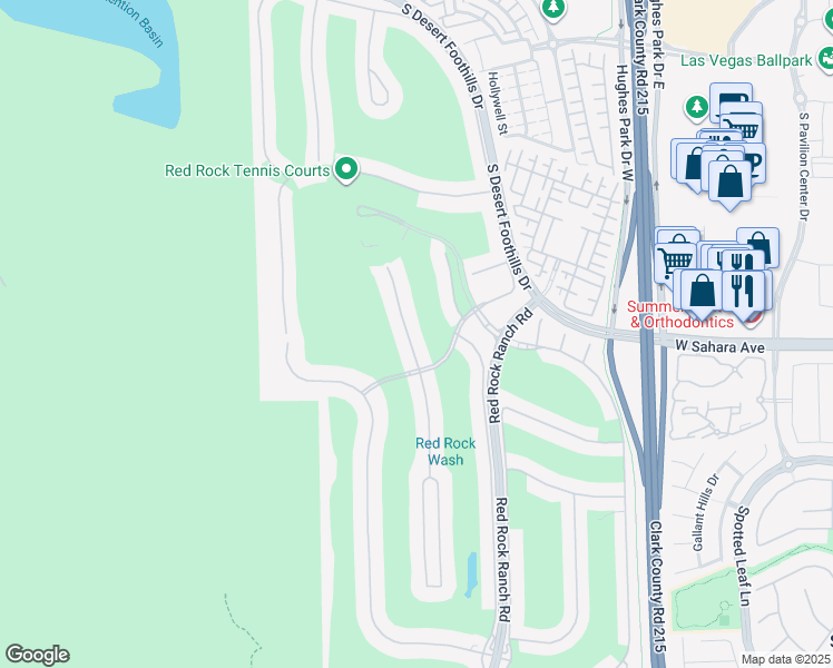 map of restaurants, bars, coffee shops, grocery stores, and more near 2496 Grassy Spring Place in Las Vegas
